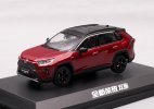 White / Red 1:43 Scale Diecast 2021 Toyota RAV4 Hybrid Model