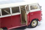 Red-White 1:24 Scale Welly Diecast 1963 VW T1 Bus Model