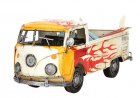 White-Yellow Tinplate Medium Scale Vintage VW Pickup Truck Model