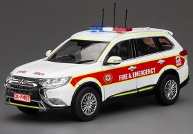 White-Red 1:43 Fire Dept. Diecast Mitsubishi Outlander SUV Model