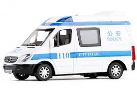 White-Blue 1:32 Diecast Mercedes-Benz Sprinter Police Van Toy