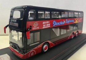 Red 1:43 Scale Diecast BYD B12 Electric Double Decker Bus Model