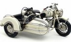 Medium Scale White Handmade Tinplate 1960 BMW R60 Sidecar Model