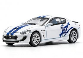 1:64 Scale White-Blue Diecast Maserati GranTurismo Model