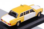 White-Yellow 1:43 Diecast 1970 Mercedes Benz 240D Taxi Model