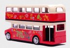 Kids Red Flower Patterns Diecast London Double-Decker Bus Toy