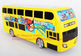 Kids Yellow Angry Birds Theme Electric Double-Deck Bus Toy