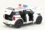 Kids Police 1:32 Scale White Diecast Mini Cooper Car Toy