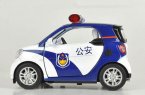 1:32 Scale White Diecast Kids Police Smart Fortwo Toy