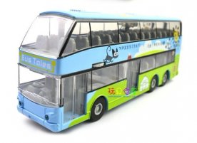 Joyful Spring Outing 1:32 Scale Blue Alloy Double Decker Bus