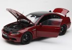 Red / Black 1:18 Scale Kyosho Diecast BMW M3 Coupe E92 Model