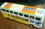 Kids Yellow-White Plastic Cartoon Double Decker Bus Toy