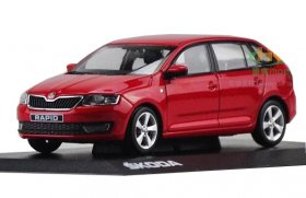 Blue / Red 1:43 Scale Diecast Skoda Rapid Spaceback Model