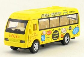 Yellow Kids Colorful Painting Diecast Coach Bus Toy