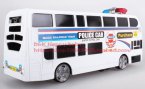Kids White Police Theme Electric Double-deck Bus Toy