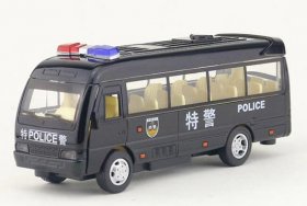 Black Kids Police Diecast Coach Bus Toy