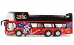 Red 1:32 Scale Kids Diecast Double Decker Sightseeing Bus Toy