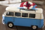 Vintage Blue / Yellow Medium Scale Tinplate VW Bus Model