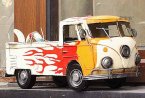 White-Yellow Tinplate Medium Scale Vintage VW Pickup Truck Model