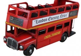 Medium Scale Red Open Top 1905 London Evening News Bus Model