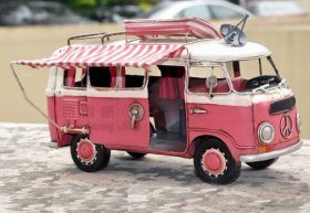 Medium Scale Red Tinplate 1966 VOLKSWAGEN DELUXE BUS Model