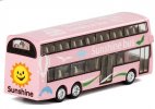 Pink 1:87 Scale Kids Sunshine Diecast Double Decker Bus Toy