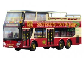 1:43 Scale Wine Red Diecast AnKai Sightseeing Double Dekcer Bus