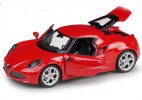 1:24 Scale Red / White Welly Diecast Alfa Romeo 4C Model