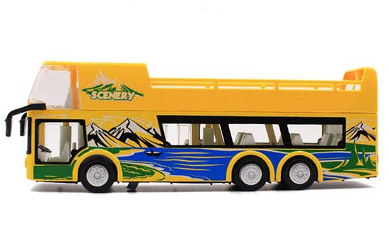 Yellow 1 32 Scale Kids Diecast Double Decker Sightseeing Bus Toy yellow-1-32-scale-kids-diecast-double-decker-sightseeing-bus-toy